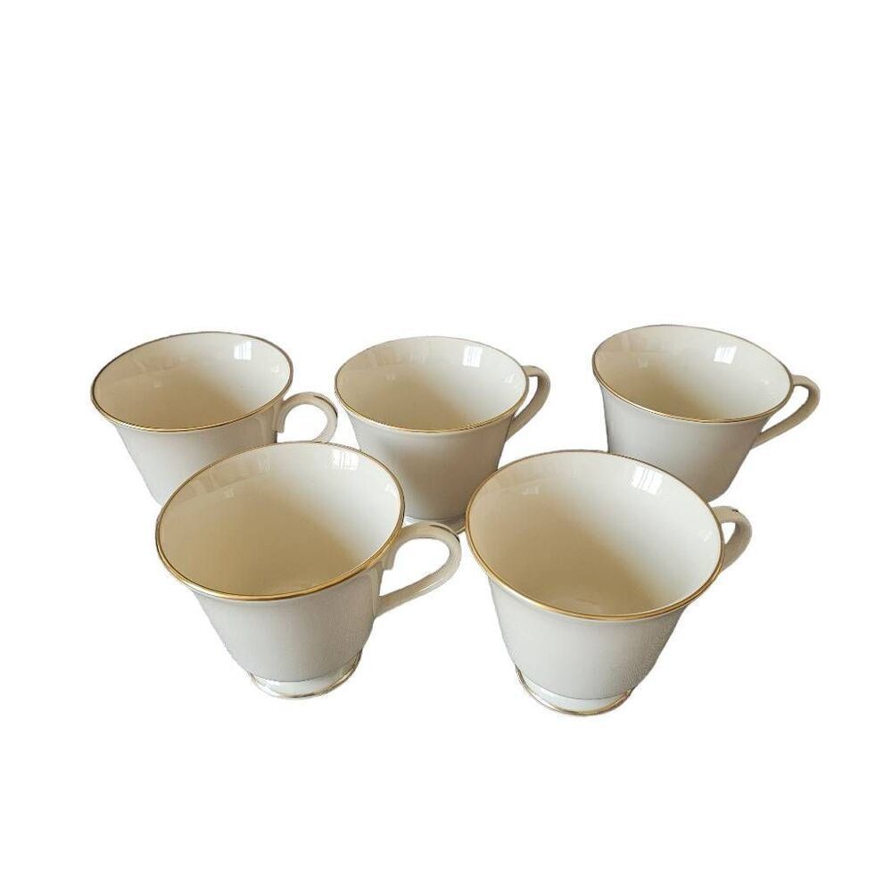 5 Vintage Lenox hayworth ivory gold trim tea cups